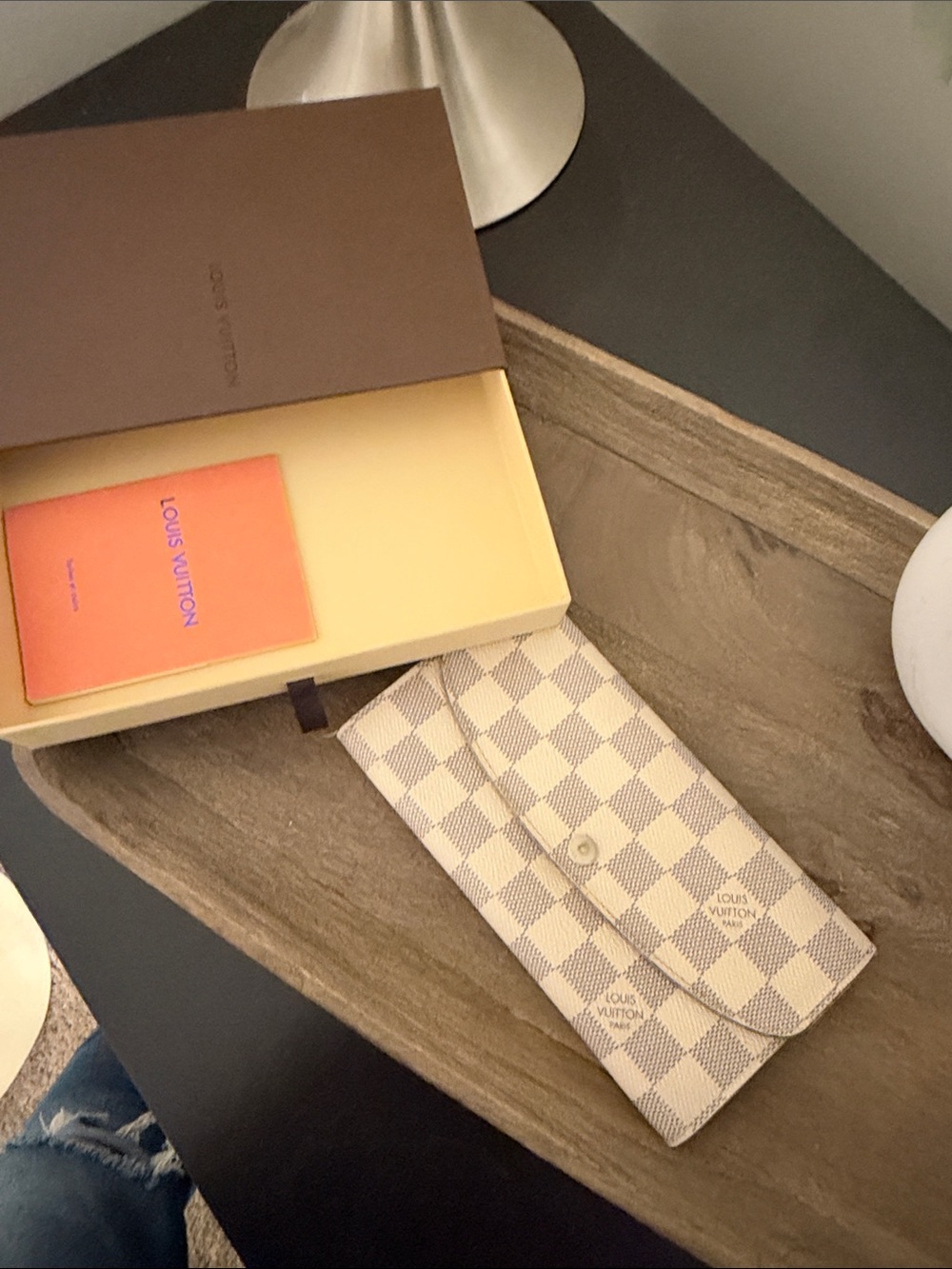 Louis Vuitton Damier Azur Canvas Long Wallet in White and Light Gray